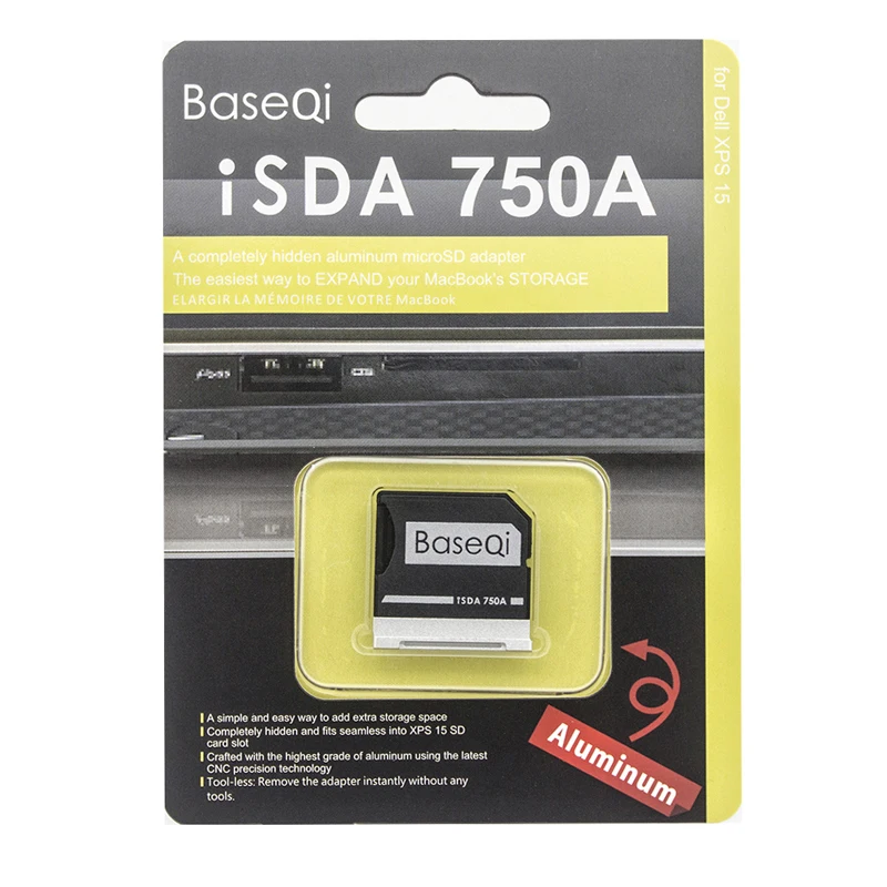 Алюминиевое устройство считывания карт Micro SD BASEQI для Dell XPS 15 дюймов 9550 модель 750A |
