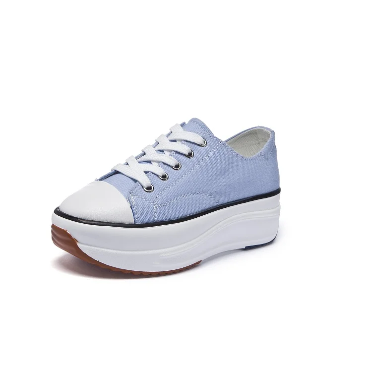 5005 Sky Blue Женские кроссовки; женская парусиновая обувь на толстой подошве из джинсовой ткани; женские кроссовки на плоской платформе; женская повседневная обувь; цвет белый - Цвет: 5005 Sky Blue