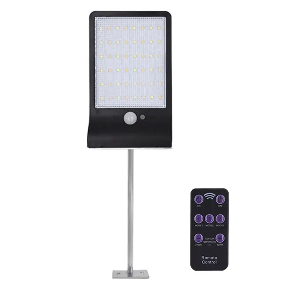 48LED with Rod 1000LM солнечный светильник с датчиком движения PIR 66 светодиодный настенный светильник с пультом дистанционного управления Водонепроницаемый солнечный светильник для наружного сада - Испускаемый цвет: 48LED with Rod