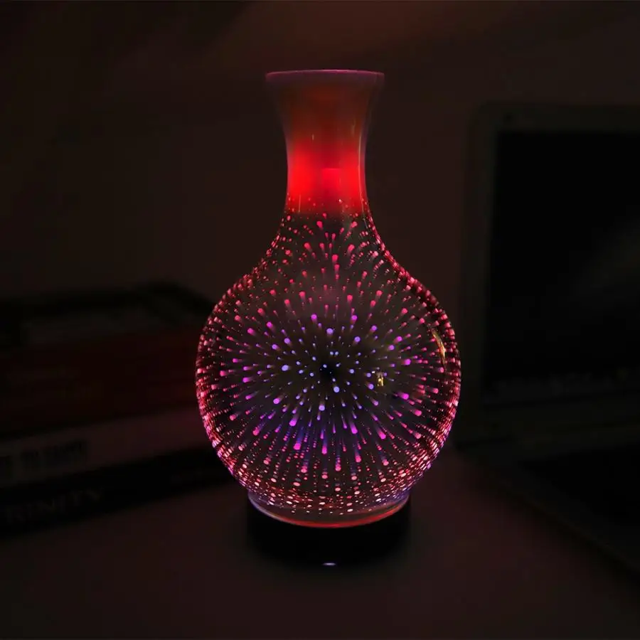 3D Led Ночник светильник увлажнитель воздуха стеклянная ваза Форма Арома эфирное