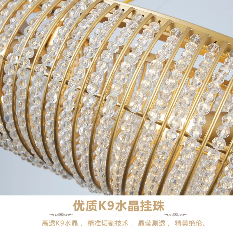 

Luxury Modern LED Chandelier Restaurant Rectangular Kitchen Living Room E27 Chandelier Large Home Decor Crystal Gloss