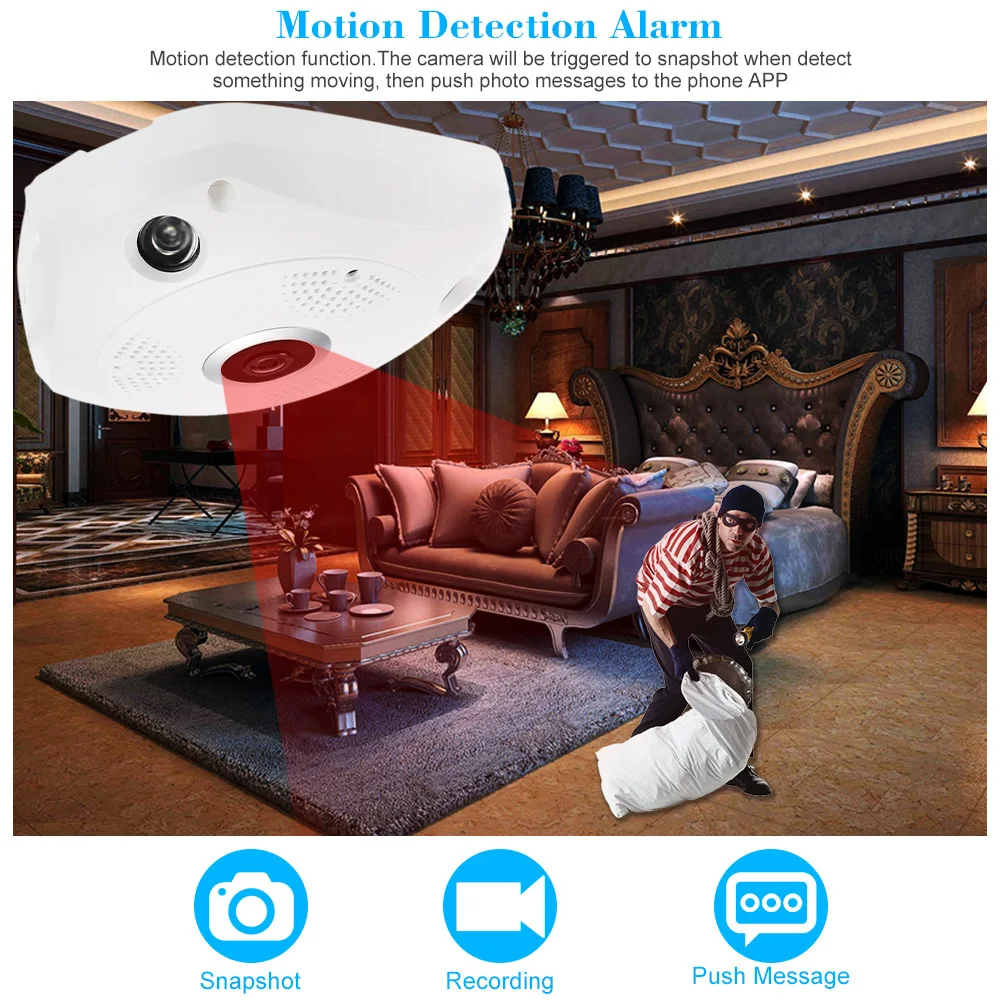 360 градусов беспроводная Wifi VR ip камера с полным обзором 1 44 мм объектив рыбий глаз