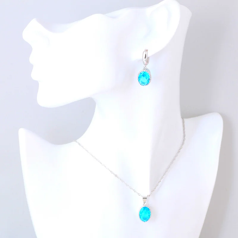 Женский ювелирный комплект из колье и серёг с цирконом | Украшения аксессуары