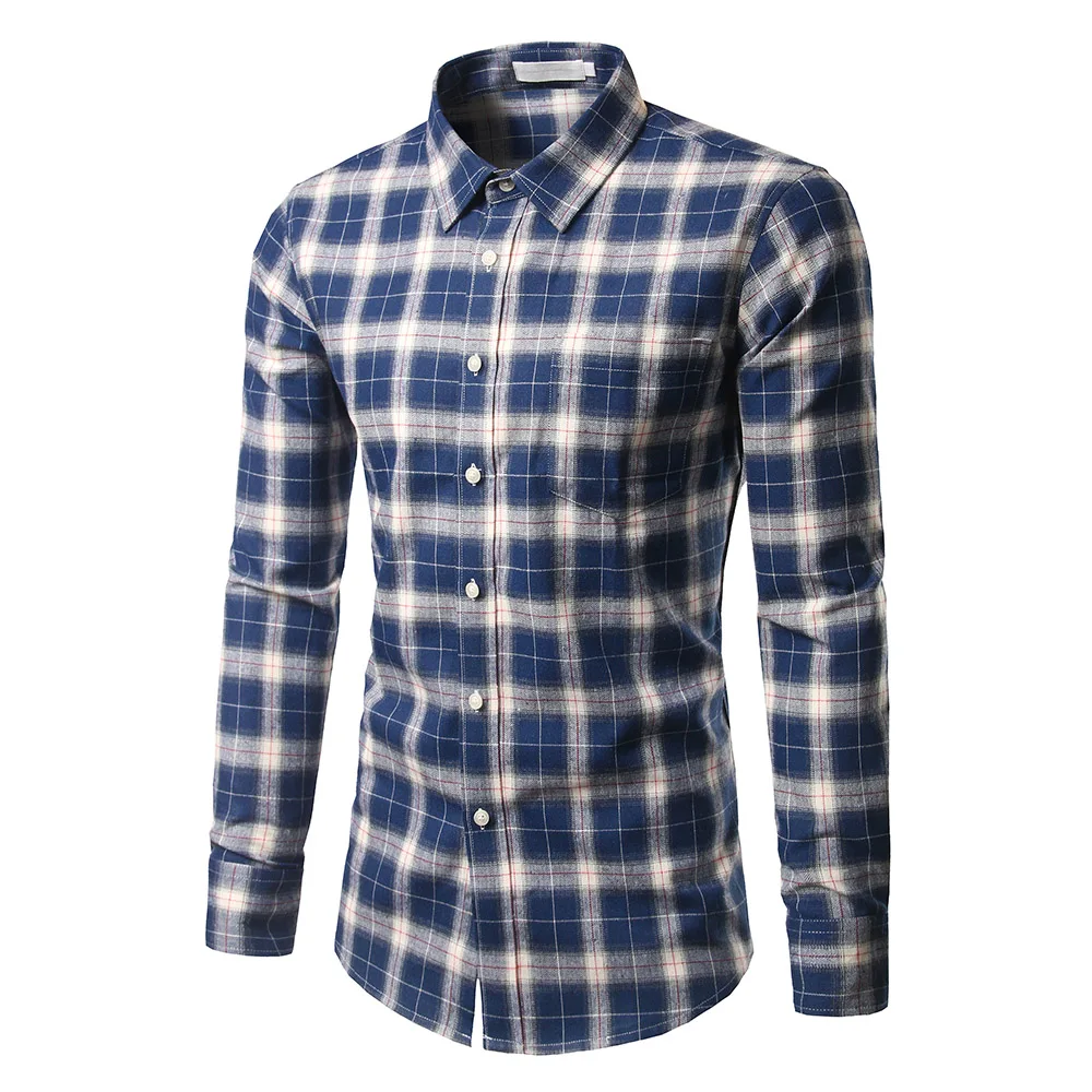 Мужская клетчатая Повседневная рубашка новая модная мужская одежда Slim Fit с