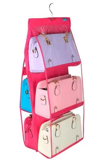 Goede 6 Zakken Opknoping Opbergtas Purse Handtas Draagtas Organizer Closet Rack Hangers 4 Kleur