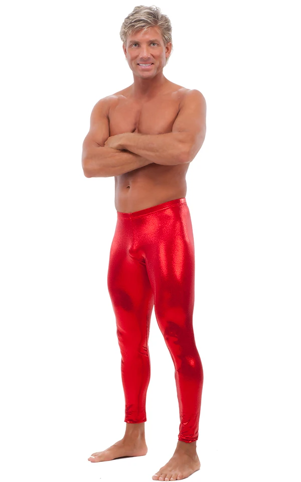 ICOSTUMES Mens  Unisex Metallic Gold Leggings Dance  Stage Performance Low Waist  Spandex Shiny Costume