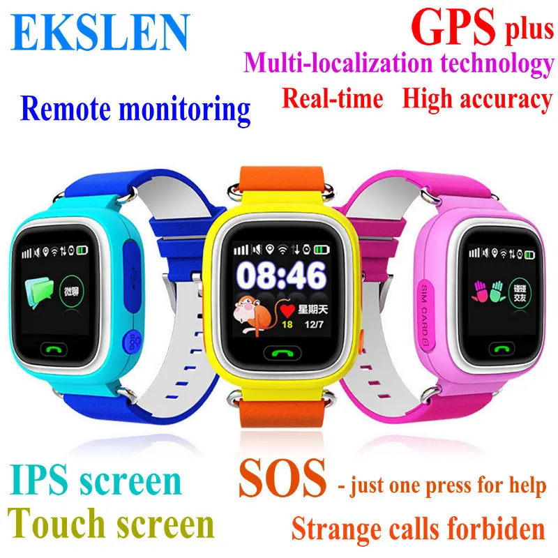 

EKSLEN Q90 GPS positioning IPS Touch Screen Children Smart Smartwatch Wrist Watch Locator PK Q50 Q60 Q80 for Kid Safe Anti-Lost