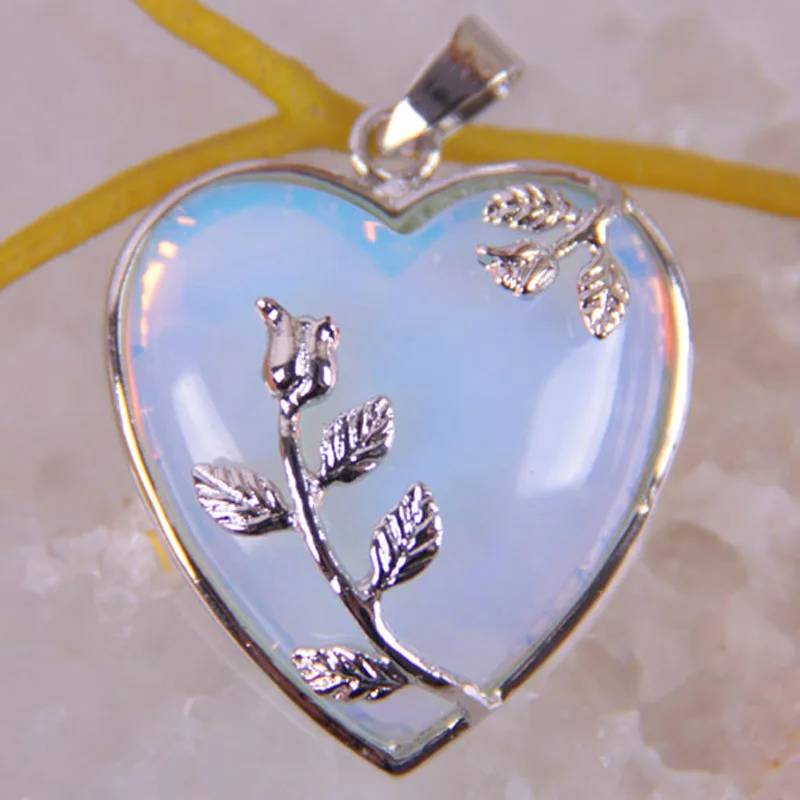 

Luck Opal Bead GEM Pendant Jewelry Heart S573