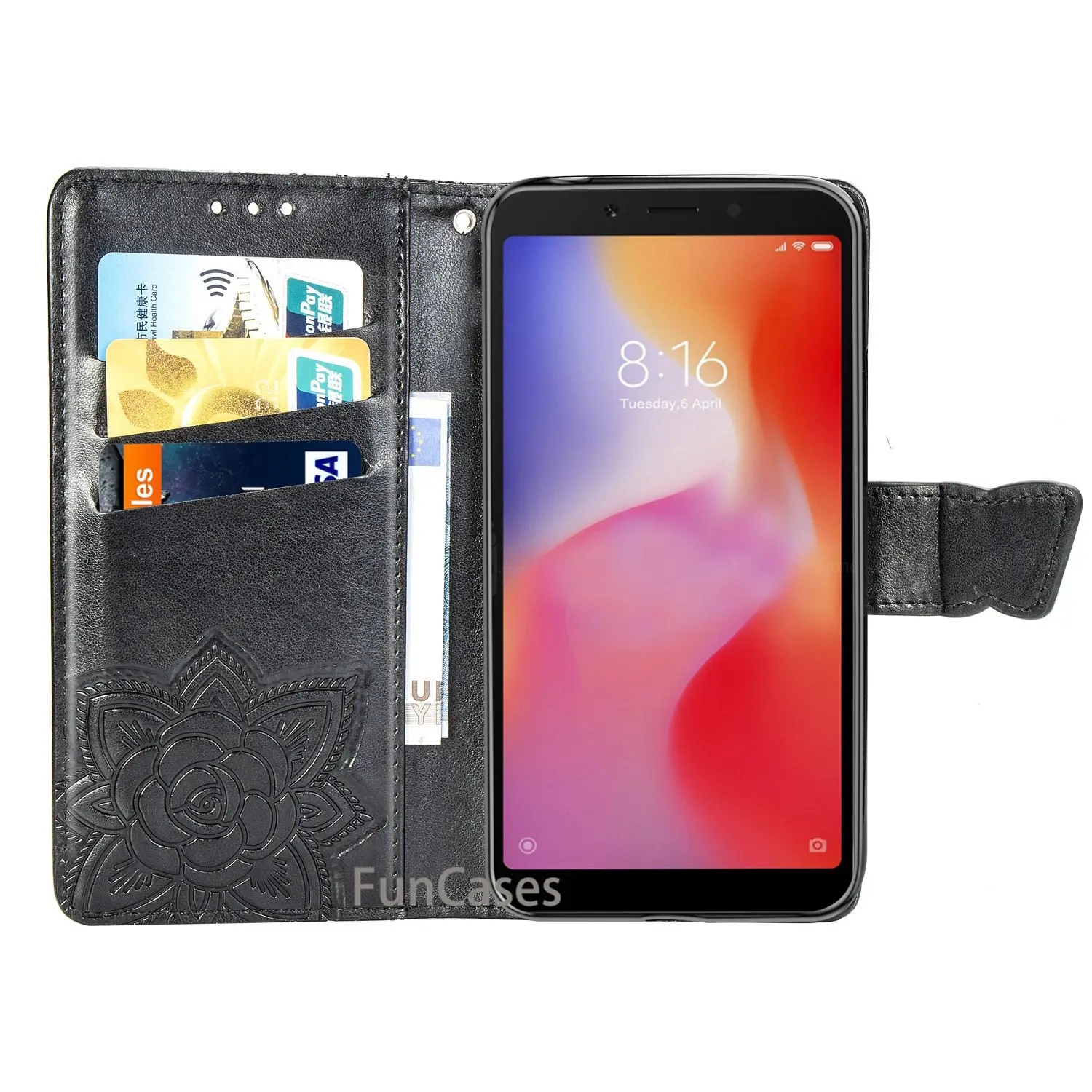 Флип-кейс для Xiaomi Redmi 6 кожаный в виде бумажника Магнитный чехол Redmi6 телефона