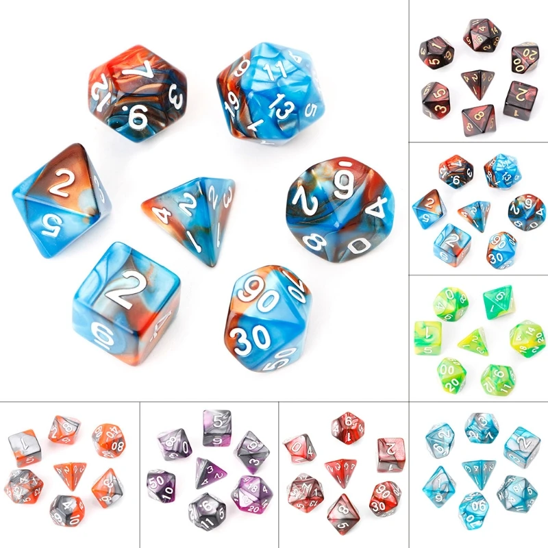 7 шт./компл. акриловые полигедральные кости для TRPG настольной игры Подземелья и