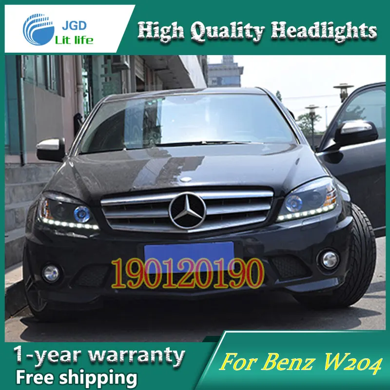 JGD абсолютно стиль для Benz W204 C180 C200 C220 C230 светодиодный налобный фонарь 2007-2010 Биксеноновая фара светодиодный DRL Автомобильные фары