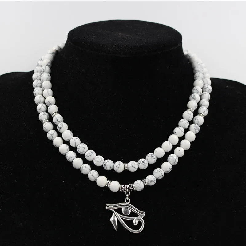 

NADEEM Drop Shipping Trendy 108 Pcs Mala Howlite Stone Bead Eyes Charm Pendant Bracelet Necklace Yogi Jewelry Gift For Women Men