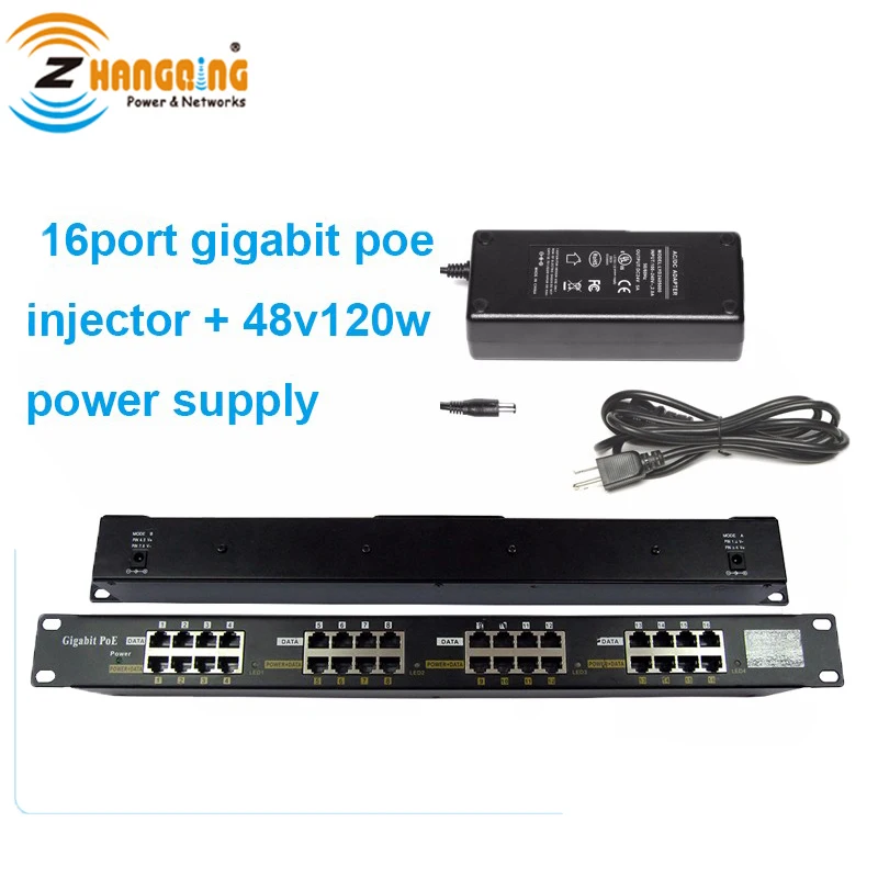 Пассивная коммутационная панель с 16 портами Gigabit PoE инжектор для безопасности
