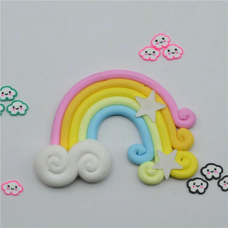 Rainbow 4 5 шт. красота Kawaii облако спираль Радужный леденец Конфеты Полимерная глина Кабошоны с плоской задней поверхностью для DIY украшения телефона - Цвет: Rainbow 4