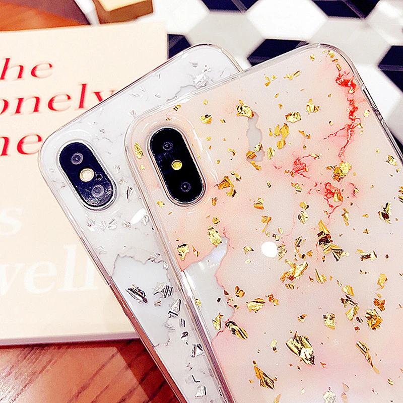WMZSUCC Bling цвет серебристый золотой фольга мрамор блеск чехол для телефона iPhone 6S 6 8