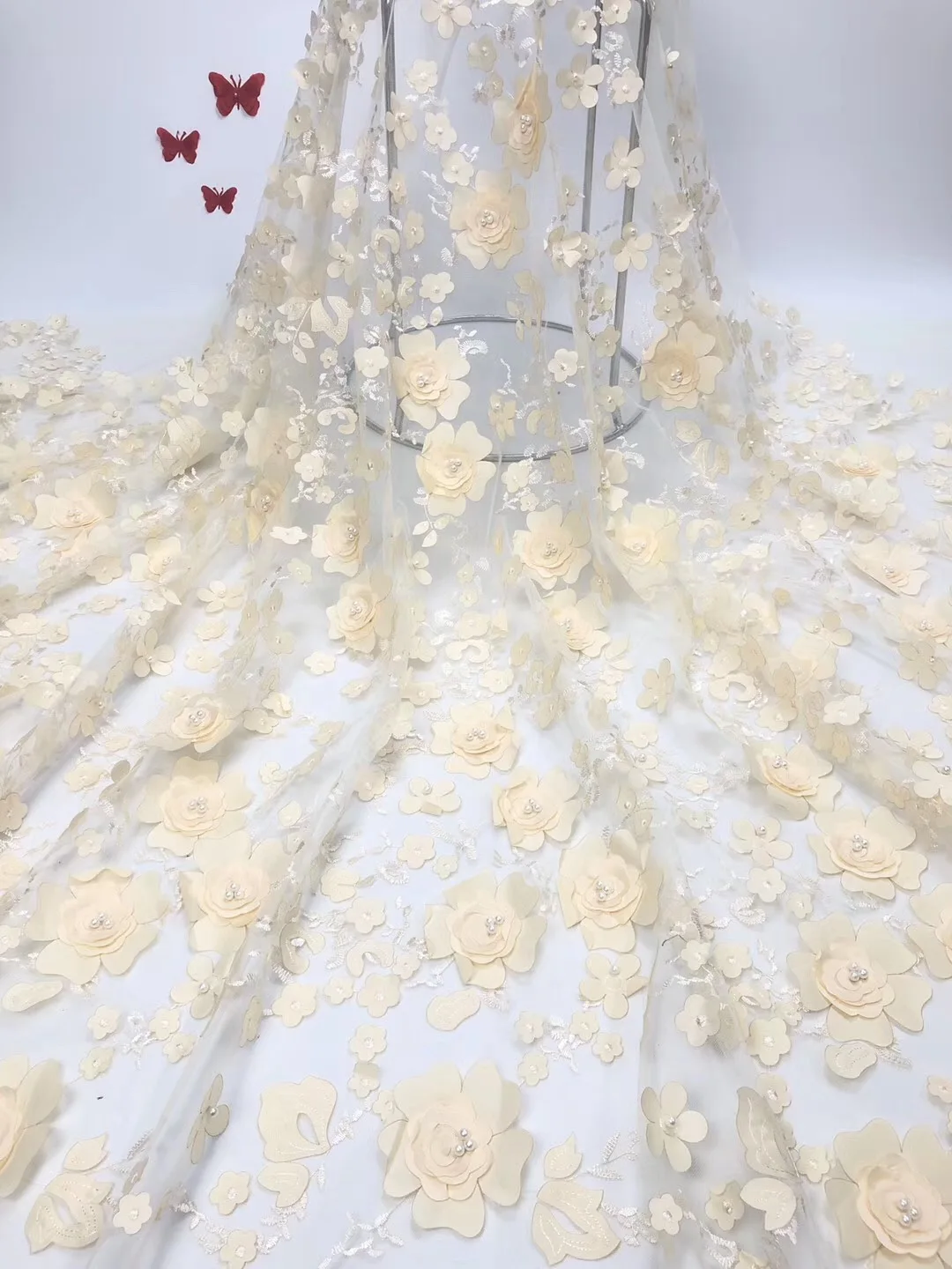 

2019 новейшие нигерийские 3D бисерные кружева, ткани высокого качества, африканские кружева, ткань для свадьбы, французское Тюлевое кружево, м...