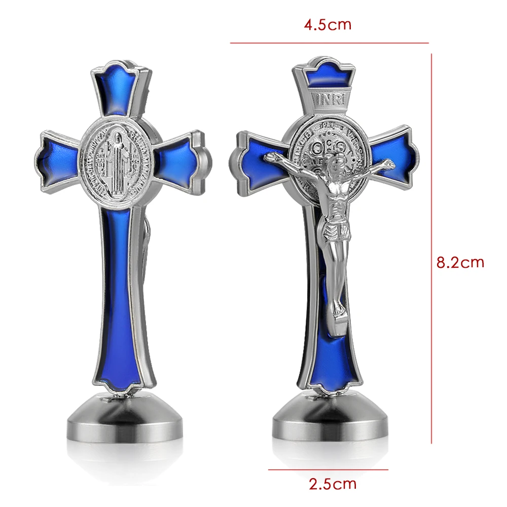 Metal Jesus Crucifix INRI Cross Figurine - Christian Dashboard Ornaments & Home Decor Accessories image 6