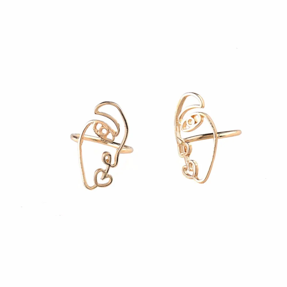 2 шт./пара новые этнические металлические полые человеческое лицо кольца для