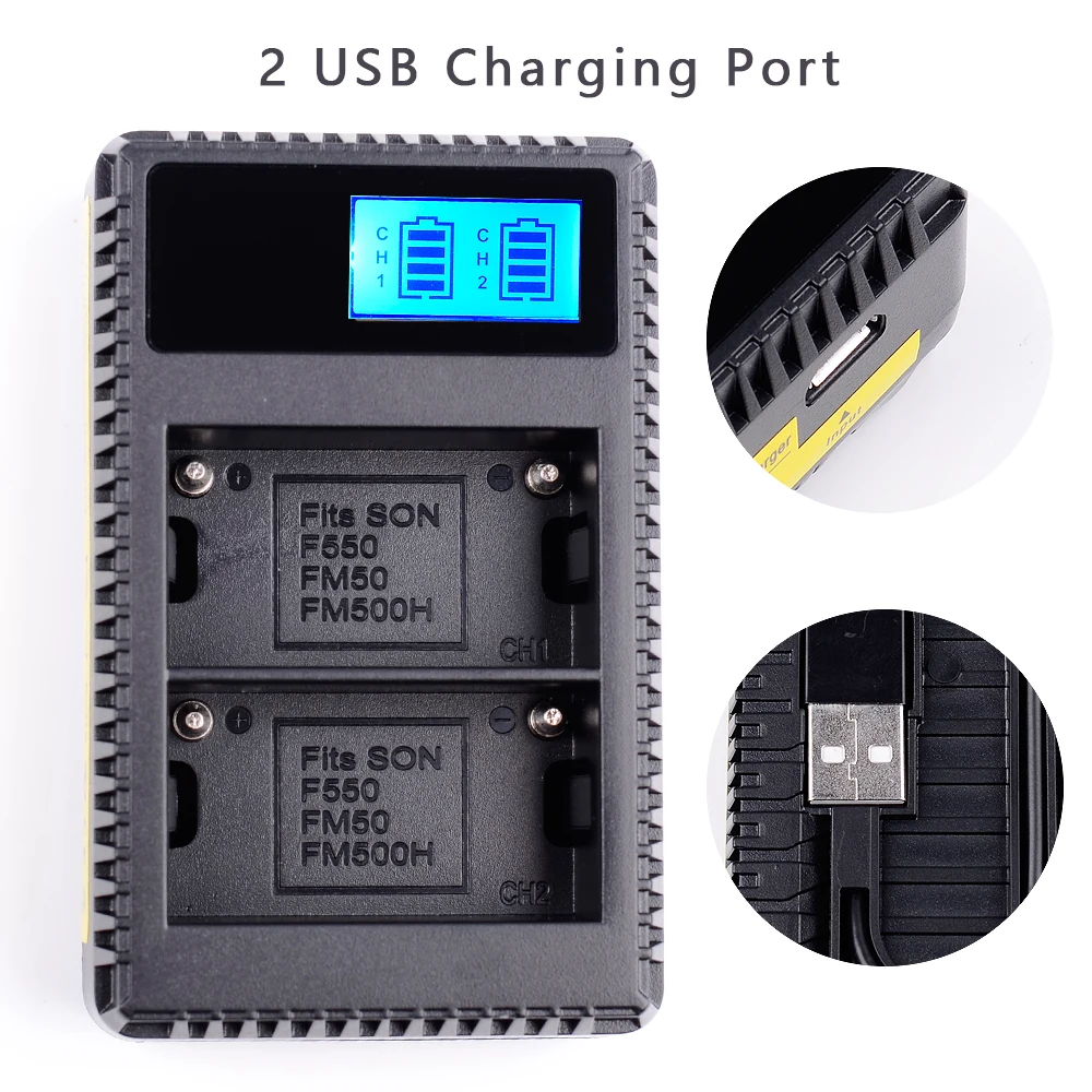 USB ЖК дисплей два слота быстрое Цифровое зарядное устройство для аккумулятора Sony
