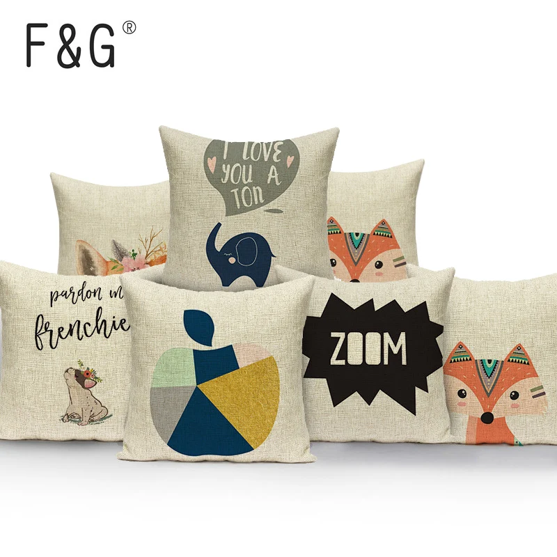 

Animal Cartoon pillow cover nordic white black home cushions Dropshipping throw pillows fox cushions decorative cover cushion