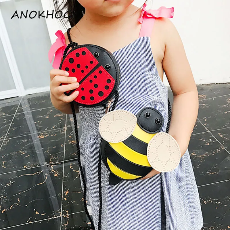 Детские милые сумки на плечо с изображением насекомых для девочек Кожаная мини