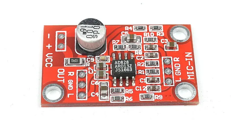 AD828 динамический микрофон стерео усилитель плата MIC Amp DC3.7V 15V 5В 12В|Запасные части| |