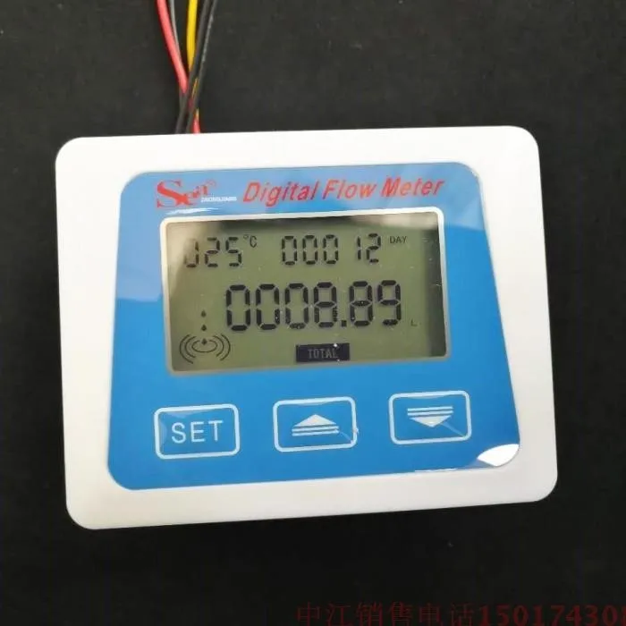 

LCD Display Digital Meter Temperature Measuring Flow Senosr Total Liter Gal New from ZJ-LCD-M Model