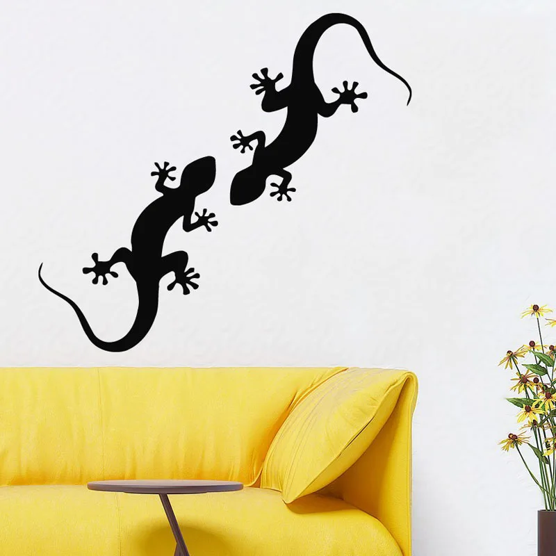 

ZOOYOO Double Lizards Wall Decals Reptile Art Animals Mural Removable Vinyl Pets Living Room Wall Stickers Home Decal