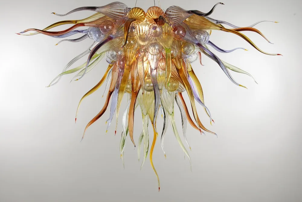 

Custom Made Handmade Blown Glass Small Modern LED Chandelier for Hotel Decor