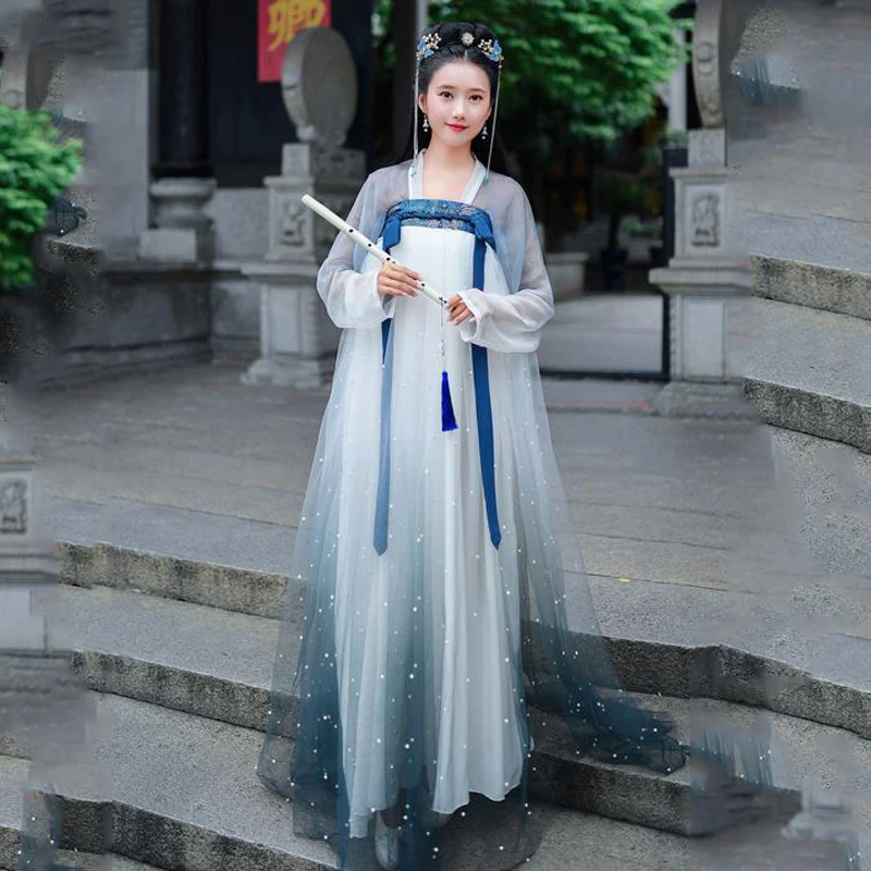 Блестящее пальто Hanfu для женщин с жемчужинами и пайетками Костюм костюмированной
