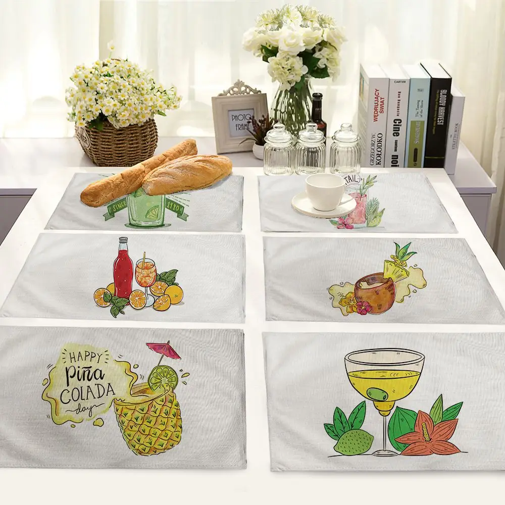 

42*32cm Fruit cartoon doodle Cotton Table Napkins Polyester Dinner Cloth Hotel Table Napkins