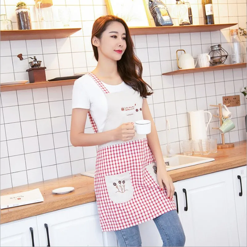 Household Apron Cotton Anti-fouling and Oil-proof Jacket Korean Plaid Waistband Labor Insurance Uniform Waiter's Restaurant | Дом и сад