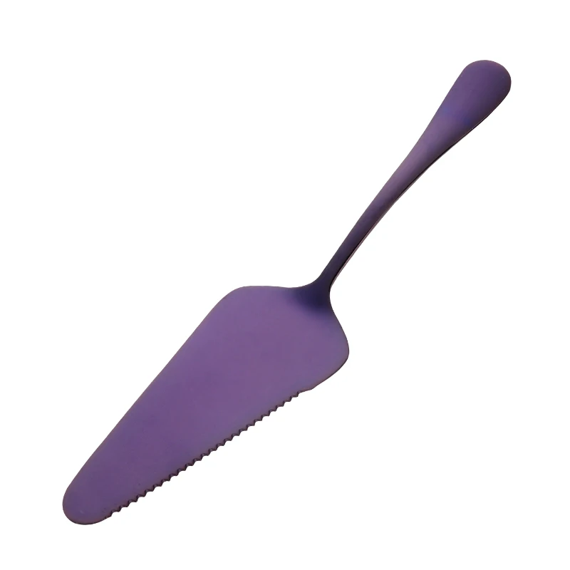 purple 9 цветов, 304 нержавеющая сталь, лопатка для торта и пиццы, нож для масла, нож для пирога/пиццы/сыра, десертные столовые приборы, посуда для выпечки, лопатка для торта, инструмент - Цвет: purple