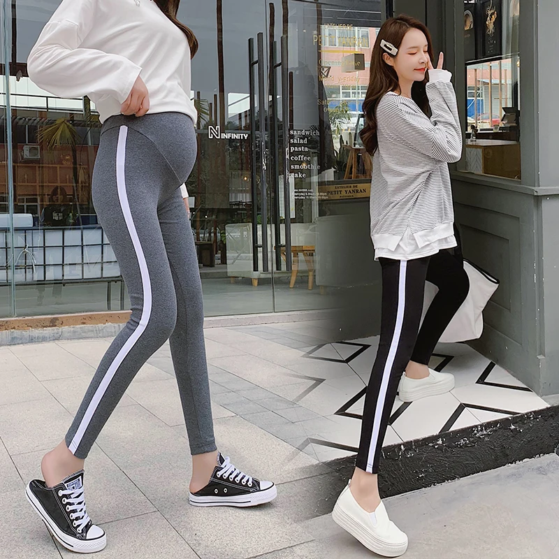 

068# Autumn Casual Cotton Maternity Skinny Legging Elastic Waist Belly Pencil Pants Clothes for Pregnant Women Fall Pregnancy