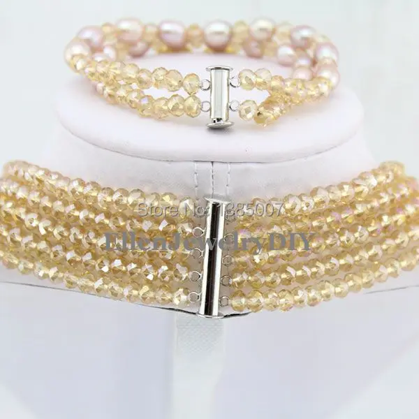 Новое поступление 5 рядов ювелирный набор из пресноводного жемчуга жемчужное