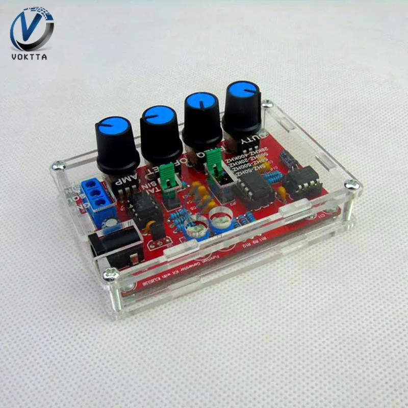 

ICL8038 Signal Generator DIY Kit 5Hz-400kHz Adjustable Frequency Pluse Square Waveform Generator with Acrylic Cover Case Protect