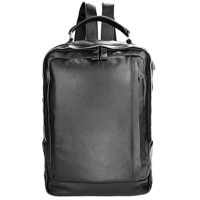 

Men's Backpack Business Travel Waterproof Purse Real Soft Cowhide Genuine Leather Computer Bag Work College School Laptop Black