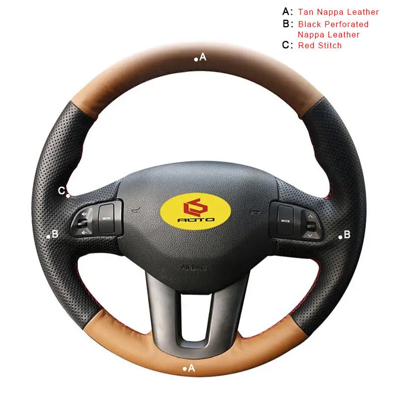 Nappa Leather Чехлы рулевого колеса автомобиля для Kia Sportage 3 2011- Kia Ceed Cee 'd 2010-2012 внутренняя Авто оплетка на крышку рулевого колеса - Название цвета: Nappa Leather