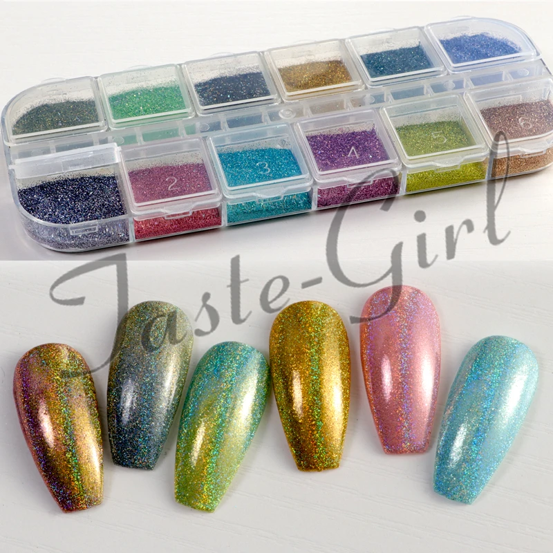 1 комплект Nail Art Блеск Красного золота Холо ногтей хлопья блестками пайетками Mix Chrome порошок пыли Гель-лак Декор