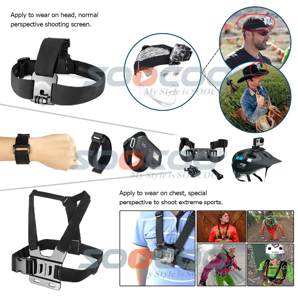 SOOCOO аксессуары для спортивной экшн-камеры комплект камеры Gopro Hero SJCAM Xiaomi Yi eken