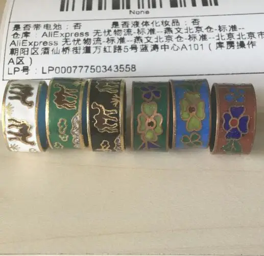 Оптовая продажа 6 шт очаровательное винтажное Китайское кольцо с эмалью ручной