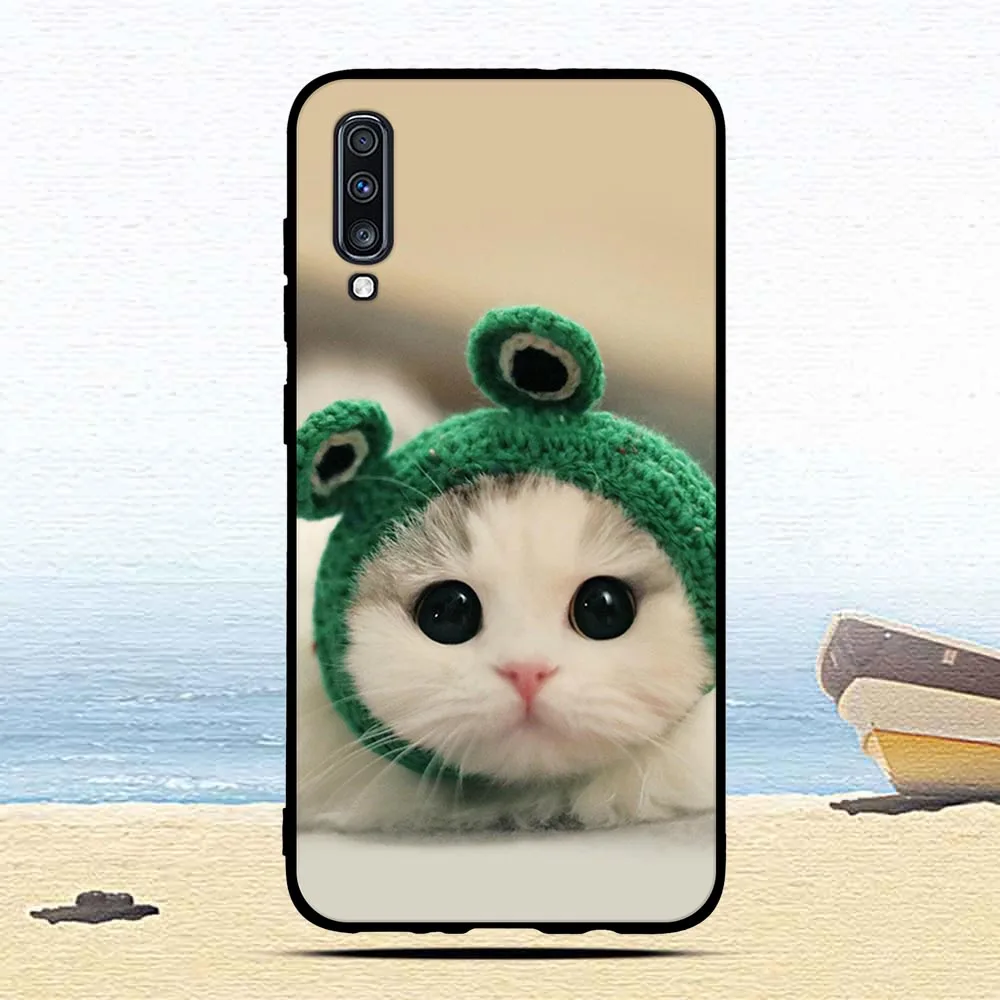 Роскошный чехол для samsung Galaxy A70 A 70 животное, мультяшная кошка Узорчатая задняя крышка для мобильного телефона защитные чехлы Fundas Coque