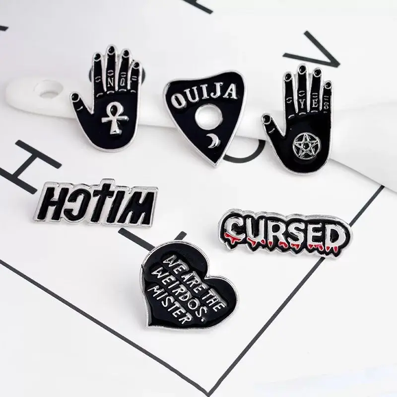 Новинка черная брошь ведьмы творческая эмалированная булавка Ouija в форме ладони