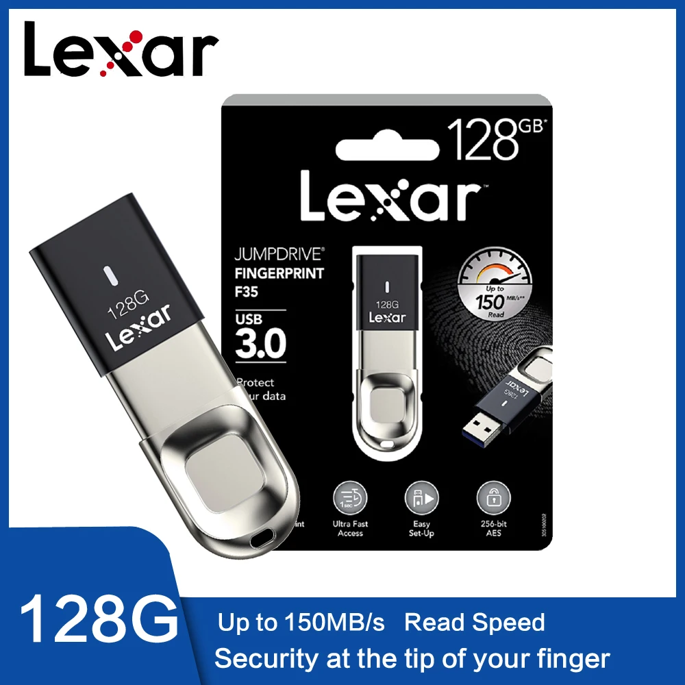 Lexar USB3.0 Распознавание отпечатков пальцев 128 ГБ USB флеш накопитель 32 64