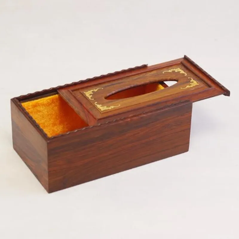 

High-grade mahogany tissue box rosewood wood carved carton storage napkin box