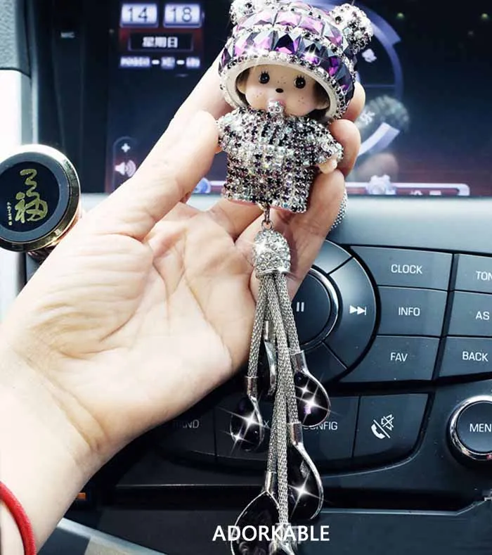 Автомобильная кукла-подвеска Кристалл Подвеска автомобиль зеркало заднего вида мультяшное украшение розовая вода перфорированная Подвеска подарок автомобильные аксессуары