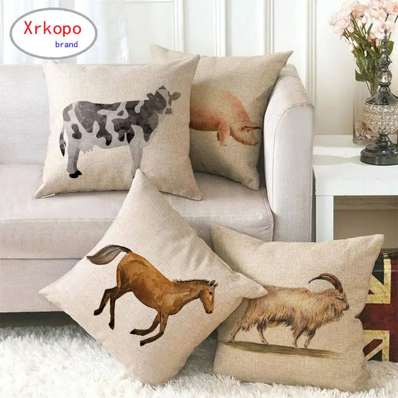45cm*45cm simple drawing fram animals design linen/cotton throw pillow covers couch cushion cover home decor | Дом и сад