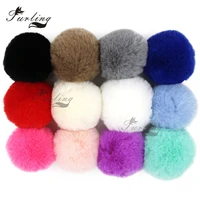 diy 12pcs cute 6cm faux rex fur pom poms for knitting hats accessories handmade fur ball key chain accessories
