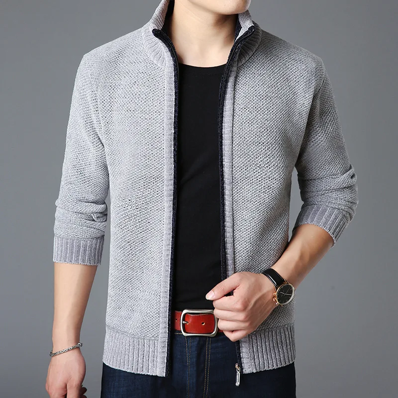 Большой мужской кардиган свитер куртка с бархатным толстым воротником новый