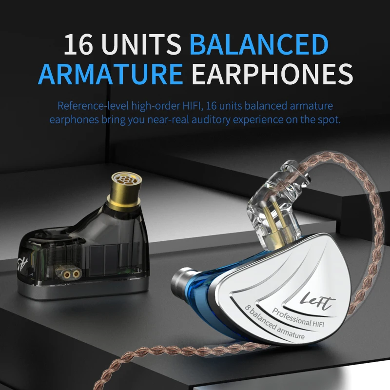 

AK KZ AS16 8Balanced Armature 8BA Driver Units in Ear Earphone in Ear Earphone Headset Earbud IEM Headphone KZ ZS10/ZSN PRO/ZSX